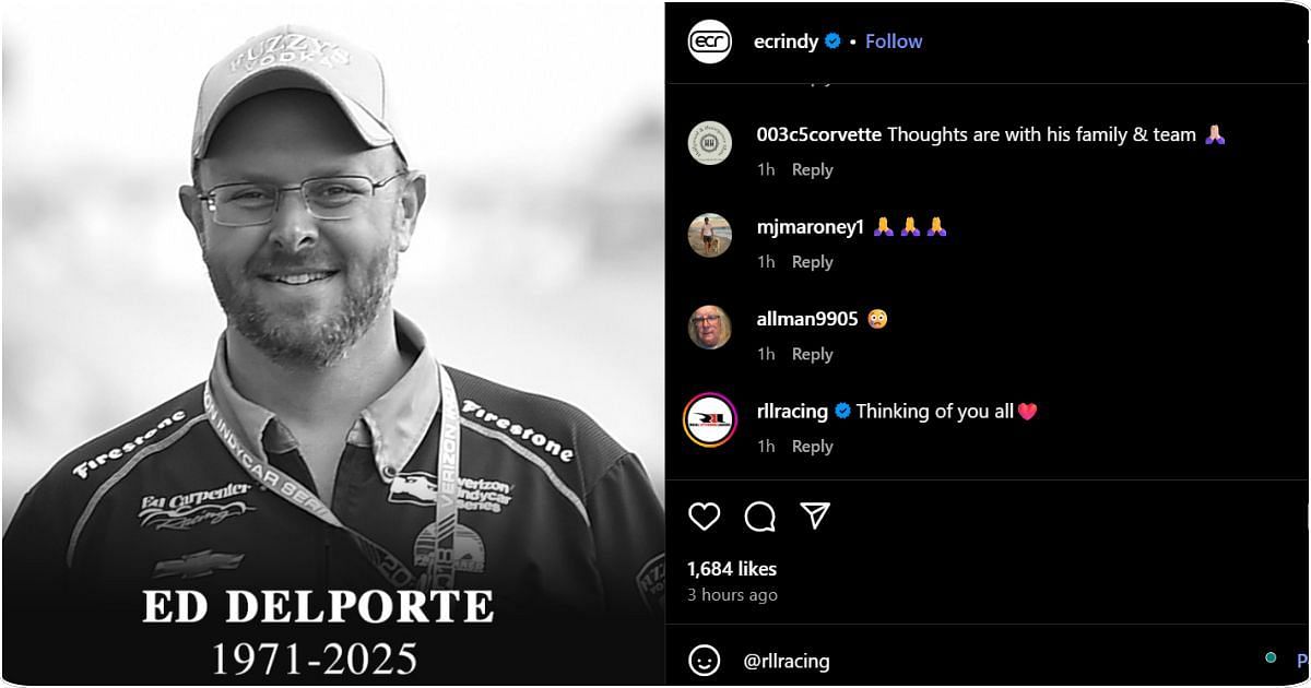 Rahal Letterman Lanigan Racing extended its condolences to Ed Carpenter Racing following the passing of Ed Delporte. Images: @ecrindy via Instagram
